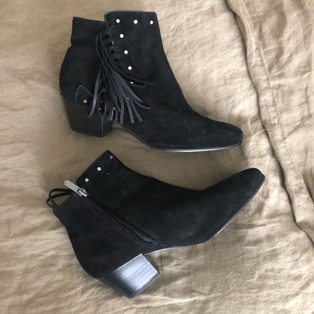 Sam Edelman Black Booties with Fringe